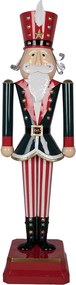 Kovová dekorácia Luskáčik Nutcracker v červeno - zelenom – 37*31*134 cm