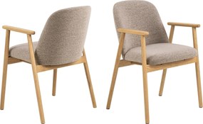 RODERIC Béžová Latte (látka Monza 60) / lakovaná dubová konštrukcia – DREVENÁ STOLIČKA BOUCLÉ RETRO