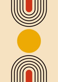 Ilustrácia Abstract geometric line poster. Mid century, Liubov Mahda