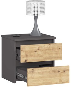 Nočný stolík Operativos (grafit + dub artisan). Vlastná spoľahlivá doprava až k Vám domov. 1117465