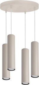 Závesné svietidlo Tuba, 4x béžové kovové tienidlo, o