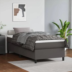 Boxspring posteľ s matracom sivá 80x200 cm umelá koža 3144576