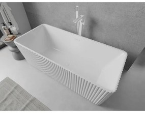 Mexen Nila, voľne stojaca ryhovaná vaňa 170 × 75 cm, biela lesklá, biely prepad, 52841708000-20