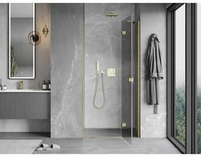 Mexen Mist-H, 1-krídlové sprchové dvere pravé 110 cm, číre sklo, zlatý matný profil, 8A5-110-000-55-00-P