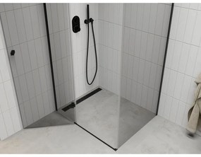 Mexen Roma, sprchovací kút 80 (dvere) x 70 (stena) cm, 6mm číre sklo, čierny profil, 854-080-070-70-00
