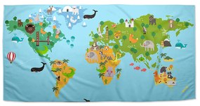 Sablio Uterák Zvieracia mapa sveta - 30x50 cm