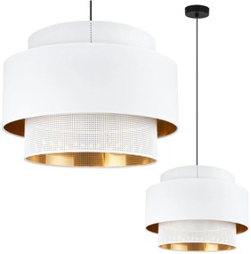 Závesné svietidlo Asti, 1x PVC/biele textilné tienidlo, (fi 45cm), g/c, b