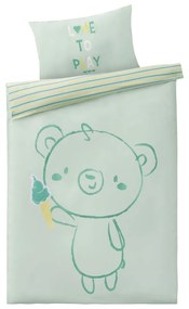 LUPILU® Detská posteľná bielizeň, 130 x 90 cm, medveď / tyrkysová (100288485)