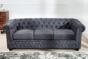 Pohovka CHESTERFIELD Trojsedačka, Vintage, šedá