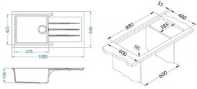 ALVEUS 1140598 - Kuchynský drez CADIT 100x50 cm granit/čierna
