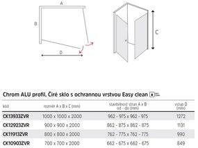 Mereo Mereo, Pivotový sprchový kút Novea, štvorec, chróm ALU, sklo Číre, MER-CK10215ZVR