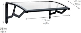 ARTPLAST Vstupná strieška 50 × 120 cm, priehľadná