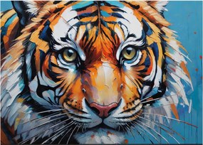 Sklenený obraz - Pohľad tigra, maľba (70x50 cm)