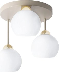 Stropné svietidlo Eliza, 3x biele sklenené tienidlo, g/be, o