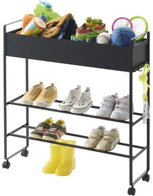 Čierny kovový detský stojan na topánky 74,5x74,5x22 cm Tower – YAMAZAKI