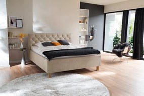 Čalúnená posteľ kartika s úložným priestorom 180 x 200 cm béžová MUZZA