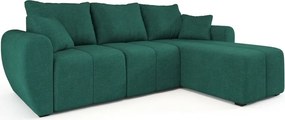Rozkladacia obojstranná sedacia súprava do L SEVIO 246x145 cm, fľaškovozelená + 2 vankúšiky ZDARMA
