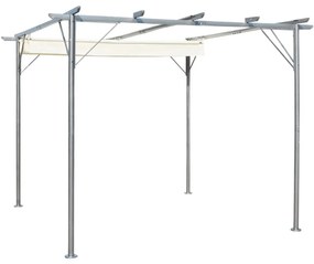 vidaXL Oceľová pergola so zaťahovacou strechou, krémovo biela, 3x3 m