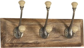 Drevený vešiak s béžovými knopka - 30 * 7 * 10 cm