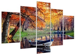 Jesenný obraz loďky (150x105 cm)