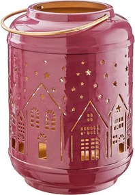 COZY HOME Lampáš kovový 23 cm - tm. ružová