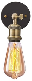 Toolight - nástenná kovová lampa E27 60W Loft APP618-1W, retro zlatá-čierna, OSW-03797