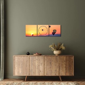 Obraz teplovzdušných balónov (s hodinami) (90x30 cm)