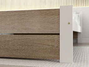 Posteľ IKAROS DOUBLE 90 x 200 cm, biela/dub sonoma Rošt: Bez roštu, Matrac: Matrac DELUXE 10 cm