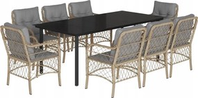 vidaXL 9-dielna sada záhradného nábytku s vankúšmi, zmiešaná béžová