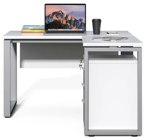 Rohový kancelársky stôl s kontajnerom Houseland Prime Home 01 120 cm biely