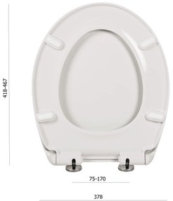 Erga Sines, toaletné WC sedátko 418(467)x378mm, z duroplastu s pomalým zatváraním, biela, ERG-GAM-D1