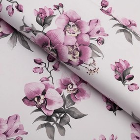Biante Bavlnená obliečka na vankúš s lemom Sandra SA-623 Lila orchidey na bielom 40 x 60 cm