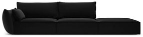 Čierna zamatová pohovka ľavý roh 264 cm Vanda – Mazzini Sofas