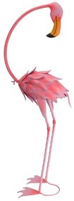Záhradná kovová figúrka Flamingo, 70 cm, ružová