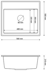 Sink Quality Ferrum New 5055, 1-komorový granitový drez 560x500x210 mm + grafitový sifón, čierna, SKQ-FER.5055.BK.XB