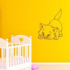 Veselá Stena Samolepka Roztomilá mačička Farba: hnědá, Veľkosť: 100 x 100 cm