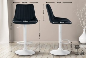 2x Barová stolička Toni - koženka, biely rám - Čierna