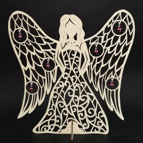AMADEA Drevený 3D anjel s ozdobami, 31x29 cm