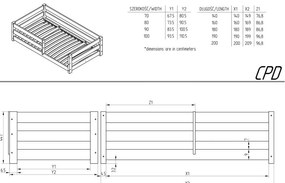 Detská posteľ z borovicového dreva s úložným priestorom v prírodnej farbe 90x180 cm Mila CPD – Adeko