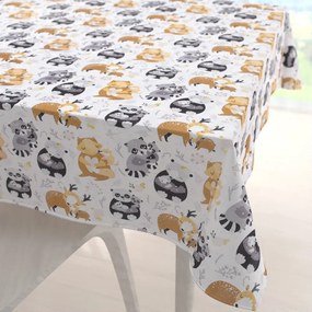 Biante Detský bavlnený štvorcový obrus Sandra SA-223 Zvieratká s mláďátkami 100x100 cm