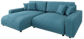 Tyrkysovomodrá menčestrová rozkladacia rohová pohovka Sara – Ropez