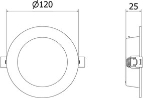 Mexen LDRR, LED stropné svietidlo na zapustenie, priemer 12 cm 12 cm, 6W, studená - 6500K, 450 lm, čierna - L210-012-0665-70
