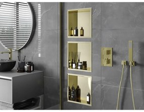 Mexen X-Wall-R, polička na zapustenie na obklad s golierom 30 x 30 cm, zlatá lesklá, 1950303010