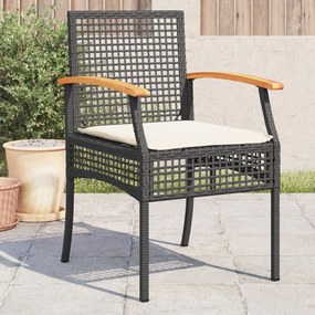 Záhradné stoličky s vankúšmi 4 ks čierne polyratan akácia 366251