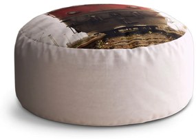 Sablio Taburet Circle Červený vlak na koľajniciach: 40x50 cm