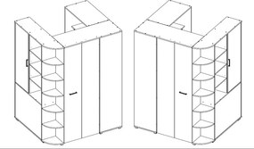 Rohová šatňa - Šatníková skriňa Joker, biela / sivý betón