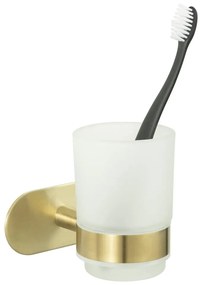 Samodržiaci sklenený téglik na zubné kefky v zlatej farbe Orea Gold – Wenko