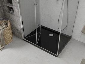Mexen Lima, sprchový kút so skladacími dverami 100 (dvere) x 90 (stena) cm, 6mm číre sklo, chrómový profil + slim sprchová vanička čierna + chrómový sifón, 856-100-090-01-00-4070