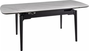 Jedálenský rozkladací stôl Sento 120/180 cm keramika biely mramor/čierny