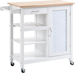 HOMCOM Rolling Kitchen Cart - Moderný Kuchynský Vozík s Dverami, Zásuvkou a 3 Policami | Aosom
